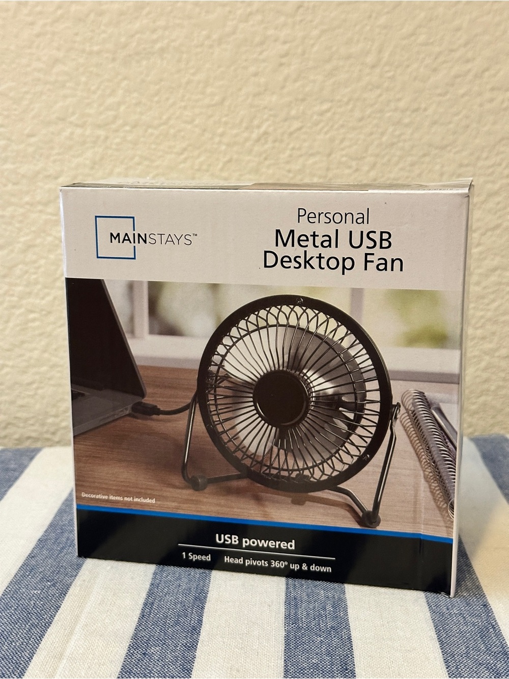 Mainstays Black Personal Metal USB Desktop Fan New